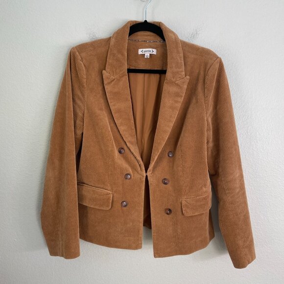 Nanette Lepore Womens 10 Camel Brown Corduroy Blazer Hook Closure Jacket - Picture 7 of 9